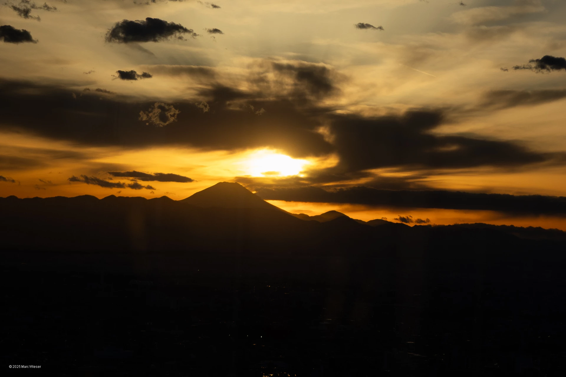 Coucher de soleil sur le mont Fuji